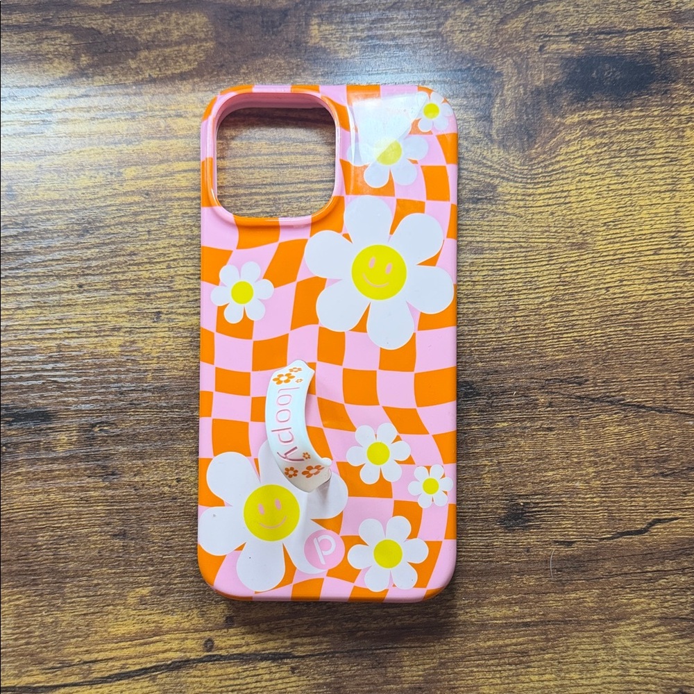 Loopy Case Pink and Orange Checkered Floral Phone Case